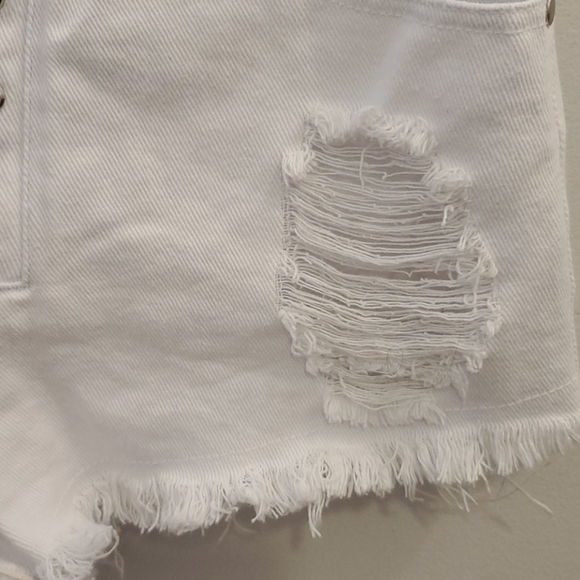 Ecru Lab Lace Up Distressed Shorts Size Small - Picture 3 of 11